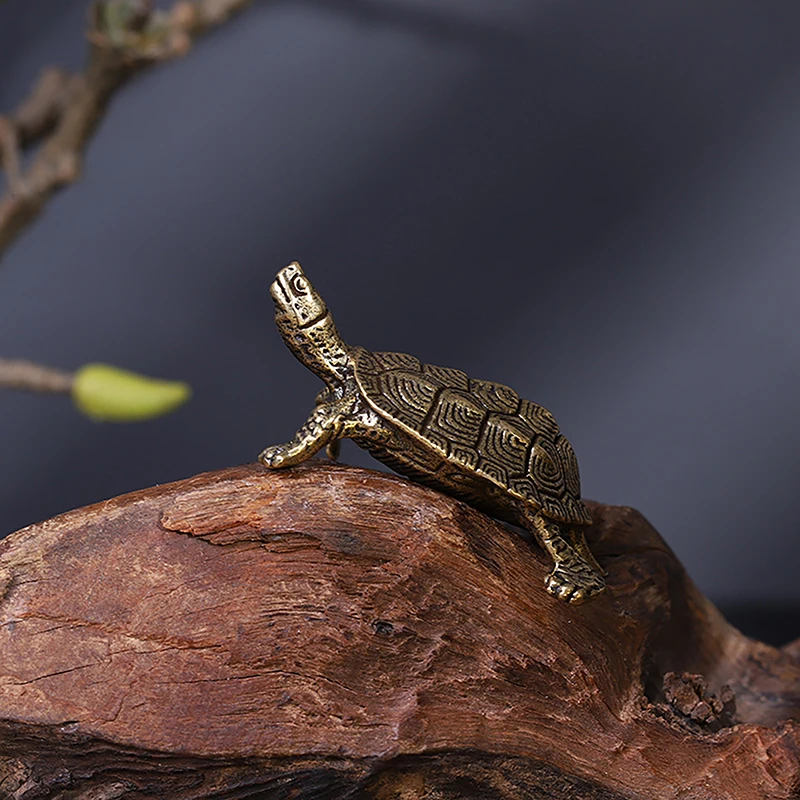 Creative Retro Turtle Small Home Decor Pure Copper Antique Animal Miniatures Figurines Crafts Office Desktop Decoration