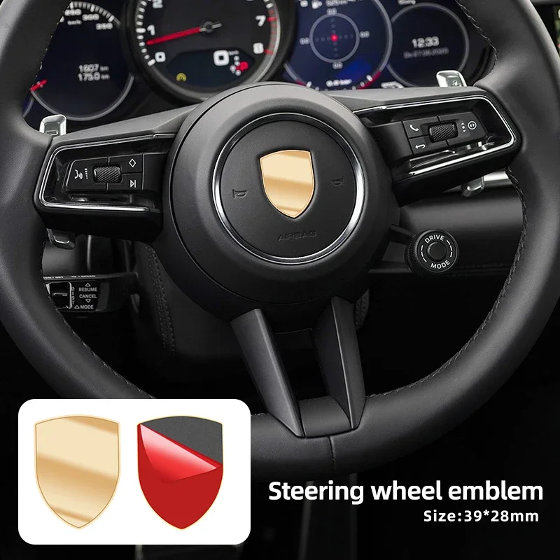 

39mm*28mm 3D Metal Emblem Sticker car steering wheel badge logo for Panamera Cayman Macan Cayenne Boxster Carrera 911 718 4 S