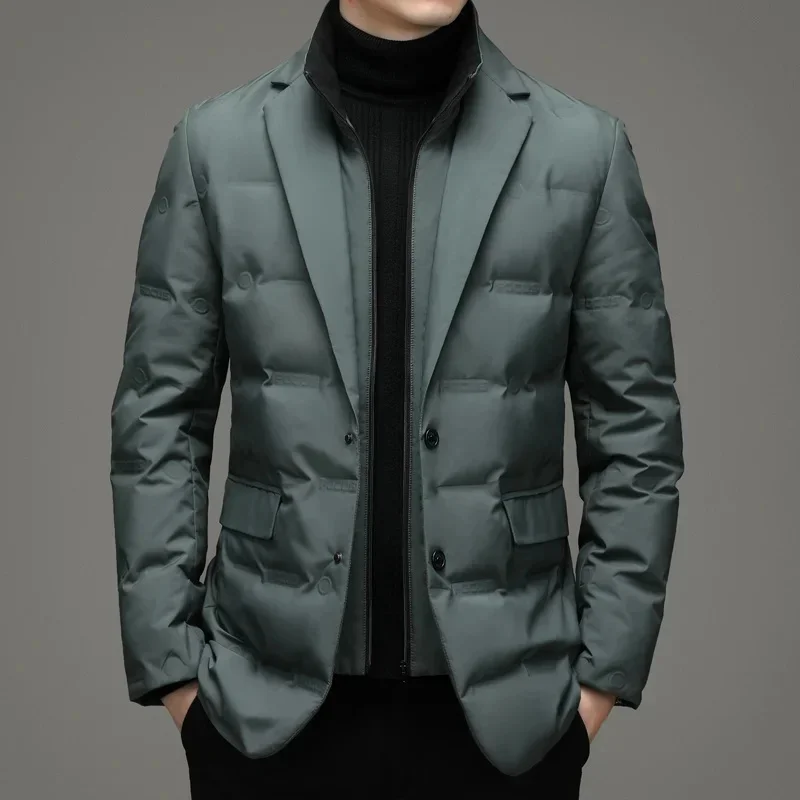 Men Blazer Jackets Short Down Jacket Business Casual Suit Collar Coat Man Spring Autumn Winter Duck Top High Quality