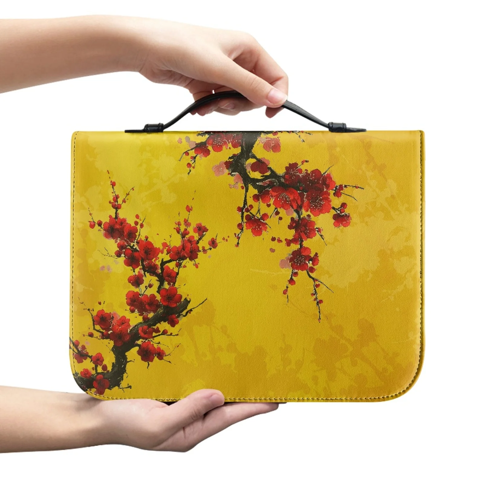 XIXIRIMIDO Cherry Blossom Print New Trend Large Capacity Bible Covers for Men PU Leather Bible Protector
