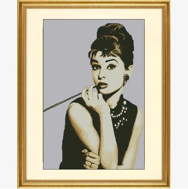 Higher Cotton FREE delivery Top Quality popular counted cross stitch kit Audrey Hepburn movie star Heurn