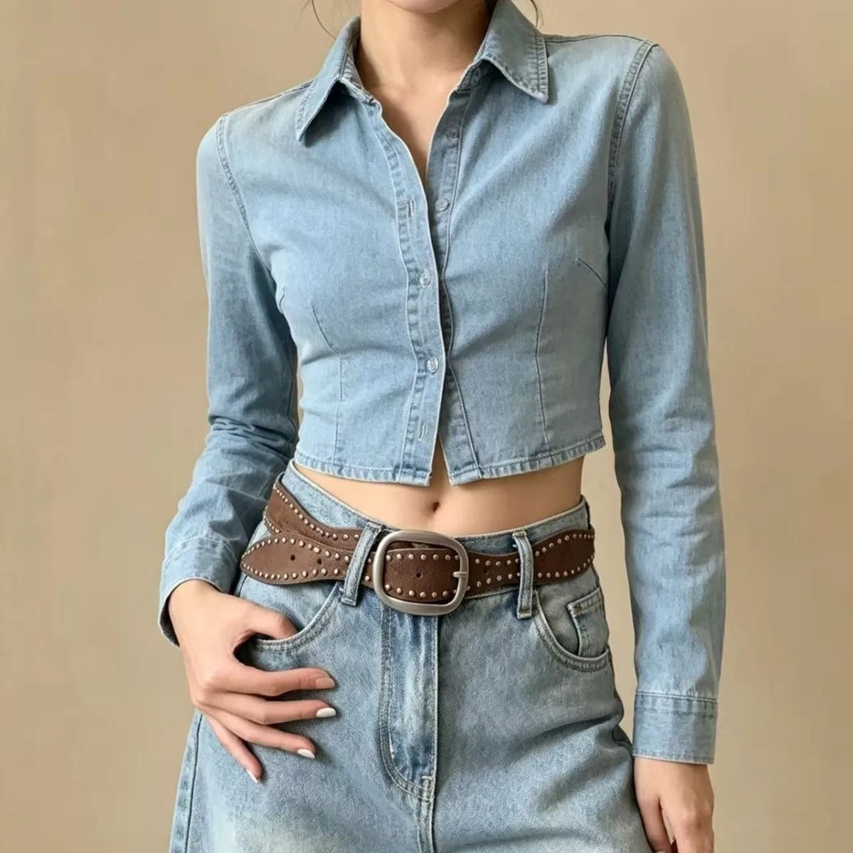 Suede Western Style Rivet Decorative Belt, Retro Vintage Wide Version Belt, Female Niche Punk Style Belt