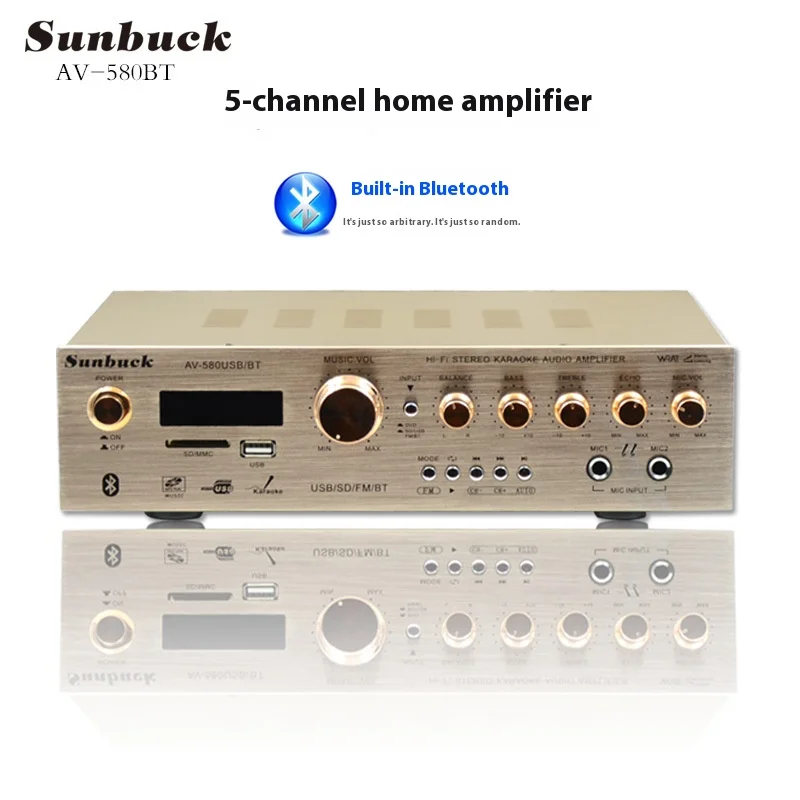 SUNBUCK-amplificador home do poder de Bluetooth, avoirdupois, surround, amplificadores de Digitas, FM, karaoke, avoirdupois, 220V, 5CH, AV-580BT