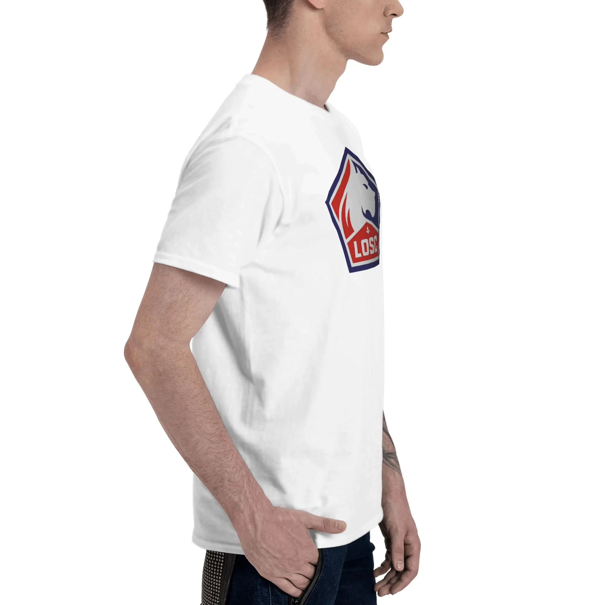 100 Coton Clubs Football Losc Lille Fitness Reversible T-shirtOutdoor Leisure Cotton Tee