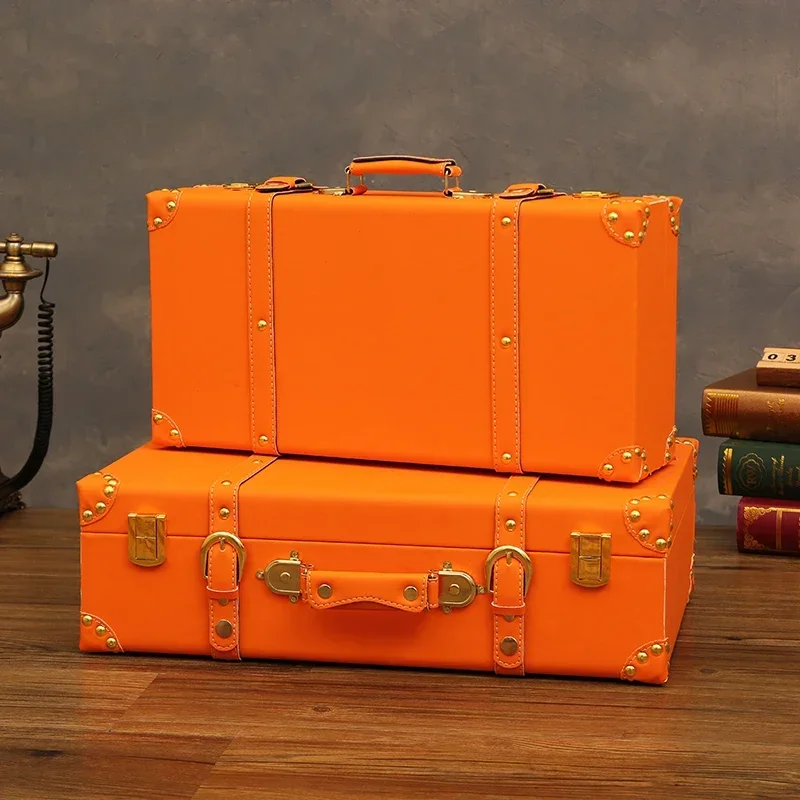 European-Style  Luxurious Suitcase  Retro Wooden Storage Box for Outdoor Photography Props and Clothing Display