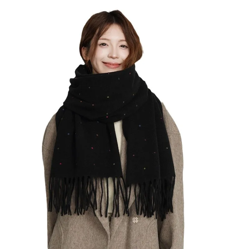 Maillard Color Monochrome Little Scarf Female Autumn Winter Warm Thick Bib Students All Wear Shawls Gorro Mujer 24W019