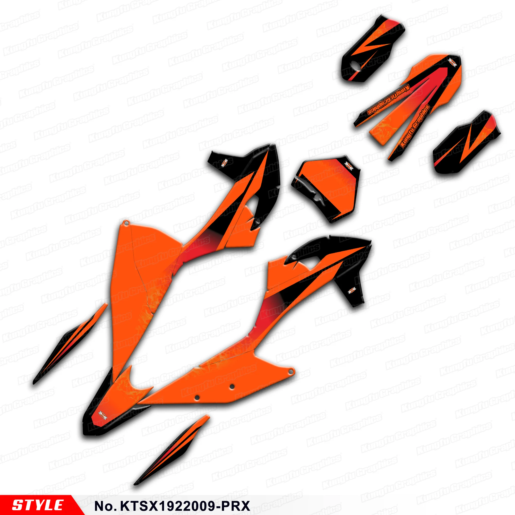 JY RACING MX Graphics Orange Wrap for KTM 125 150 250 350 450 SX SXF XCW EXC 2019 2020 2021 2022, KTSX1922009-PRX