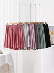 Calça solta de pijama de pernas largas feminina, pijamas casuais, roupas de casa, plus size, cintura elástica, roupa exterior, verão