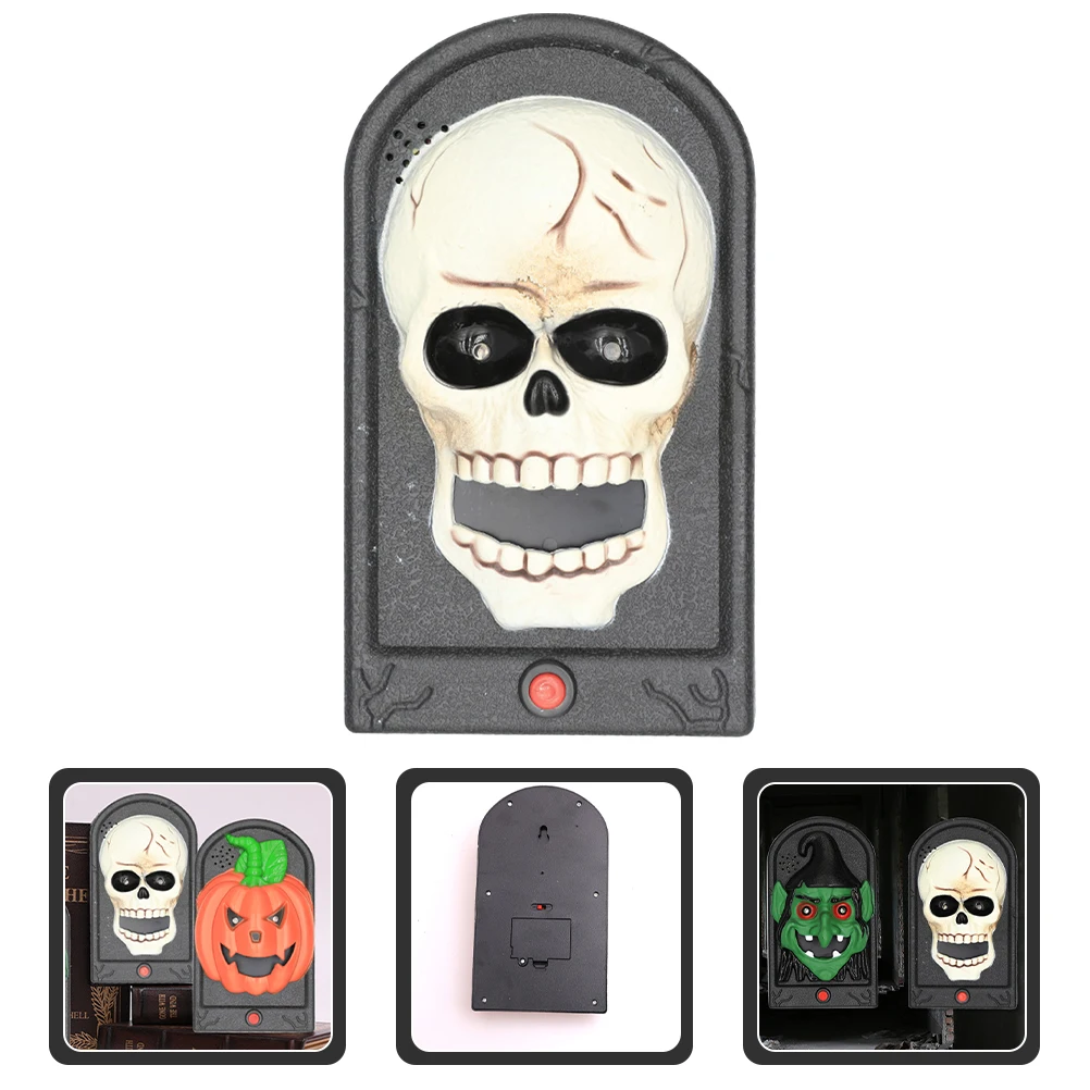 Электрический дверной звонок с черепом ужасов, украшение на Хэллоуин, страшный светящийся реквизит, игрушки для дома с привидениями, товары для вечеринок, жуткий звук
