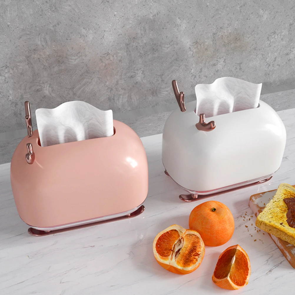 

1pc Creative Tissue Box Household White Premium Napkin Holder Large Capacity Abs Material Easy Clean Stain Resistant