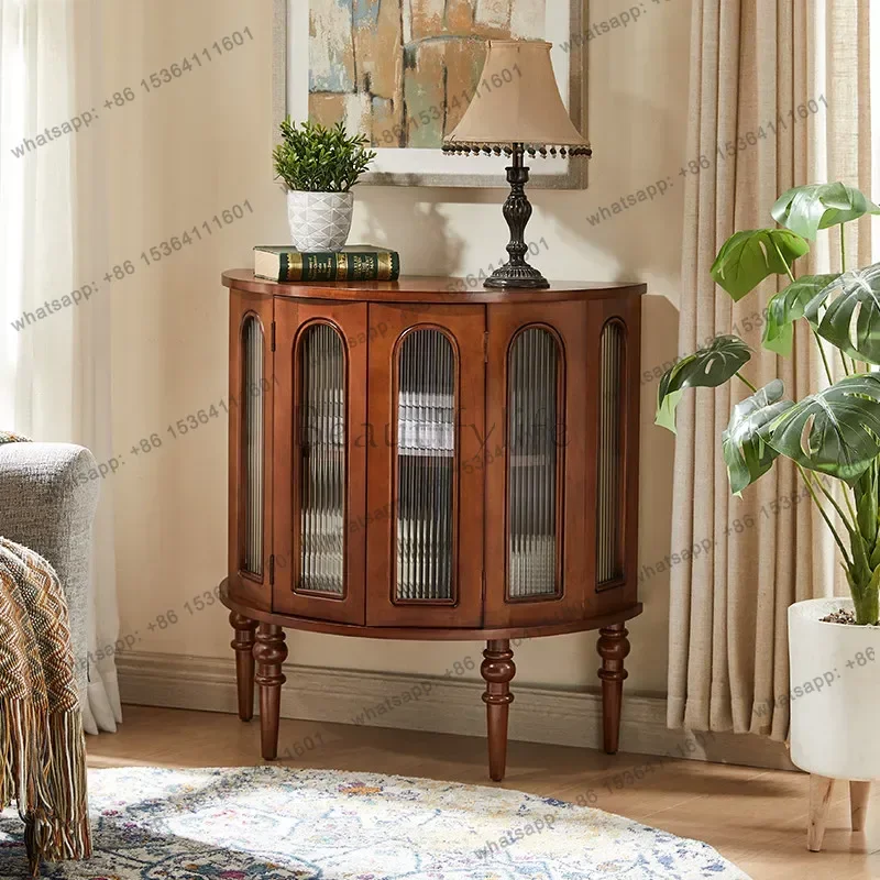 LJY Retro Luxury Living Room Cabinets Storage Classic Display Glass Living Room Cabinets Nordic Wooden Muebles Para Hogar Furnit