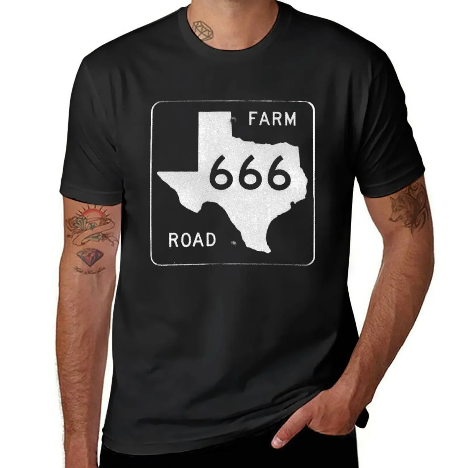 

Texas Farm Road 666 T-Shirt anime figures summer tops oversized graphic tee for a boy Men's clothing