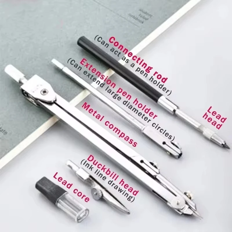 Stainless Steel Multifunctional Drafting Drawing Compass Math Geometry 2/4/5/6 pcs/set Circles Tool Durable School Supplies