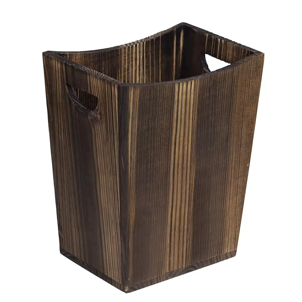 

Wood Trash Can, Waste Basket For Bathroom Office Trash Can Rustic Farmhouse Style Wastebasket Bin Small Wastebaskets For