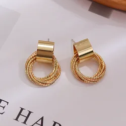 Vintage Multiple Small Circle Round Drop Earrings Silver Golden Color Metal Geometry Dangle Earrings for Women Party Jewelry