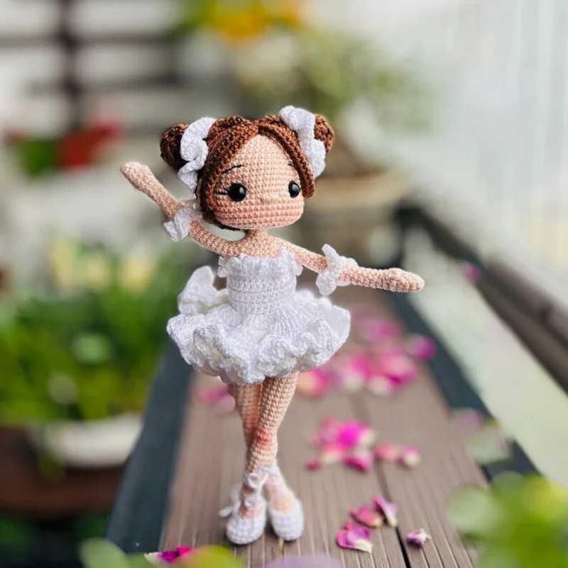 Muñeca Amigurumi de Ganchillo Hecha a Mano, Bailarina de Ballet, Kit de Material de Hilo para Tejer, con Patrón en Inglés, Regalo Artesanal