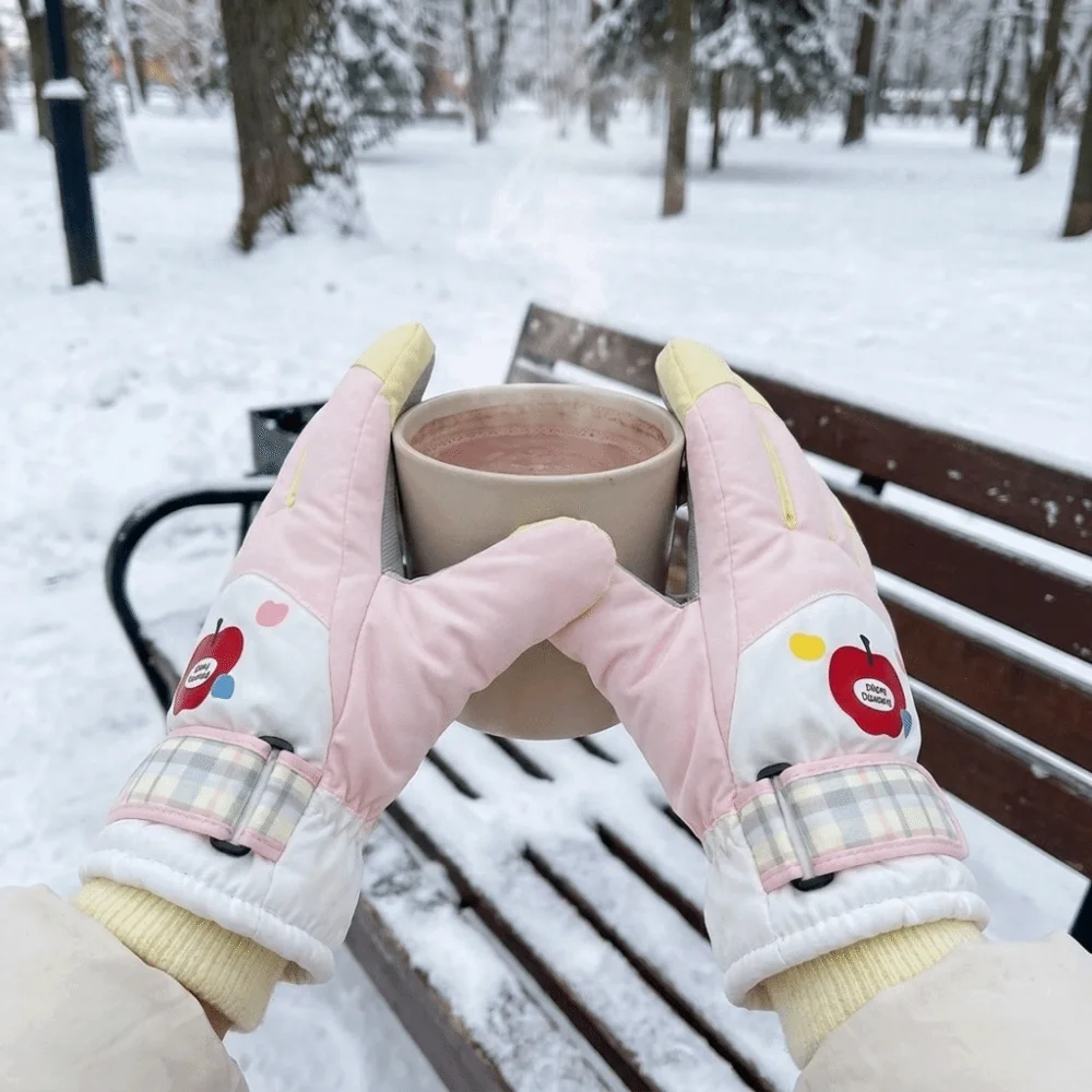 Anti-cold Touch Screen Snowboard Gloves Non-slip Windproof Outdoor Sports Gloves Thickened Soft Warm Gloves Camping