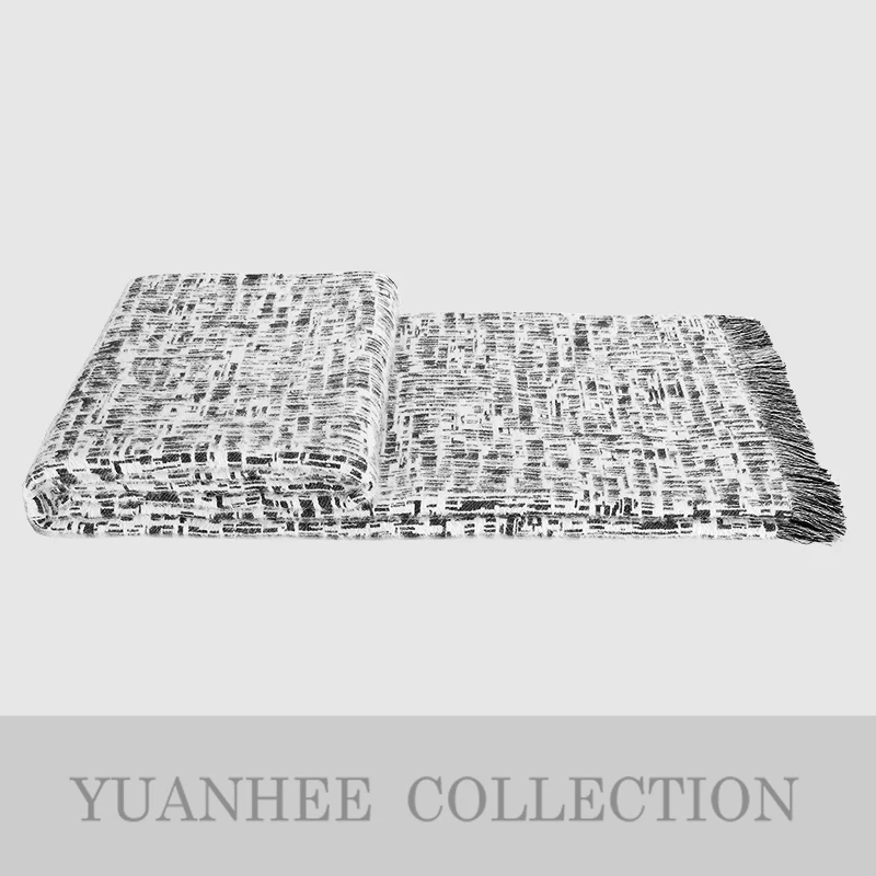 

Modern Nordic Simple Master Bedroom Bed Tail Blanket Sample Room Decorative Tassel Plaid Tow Blanket Covering Blanket