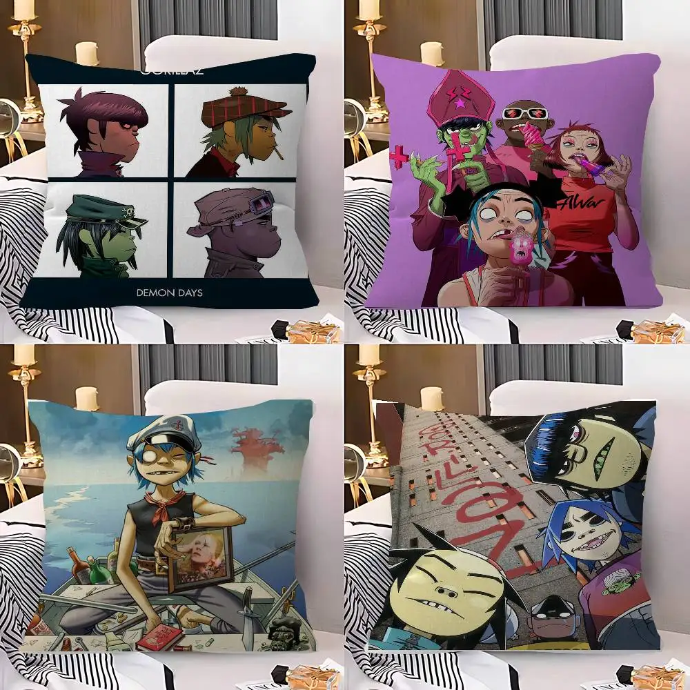 Virtual Singer Gorillaz Band Pillow Gift Home Office Decoration Bedroom Sofa Car Cushion Cover case 45x45