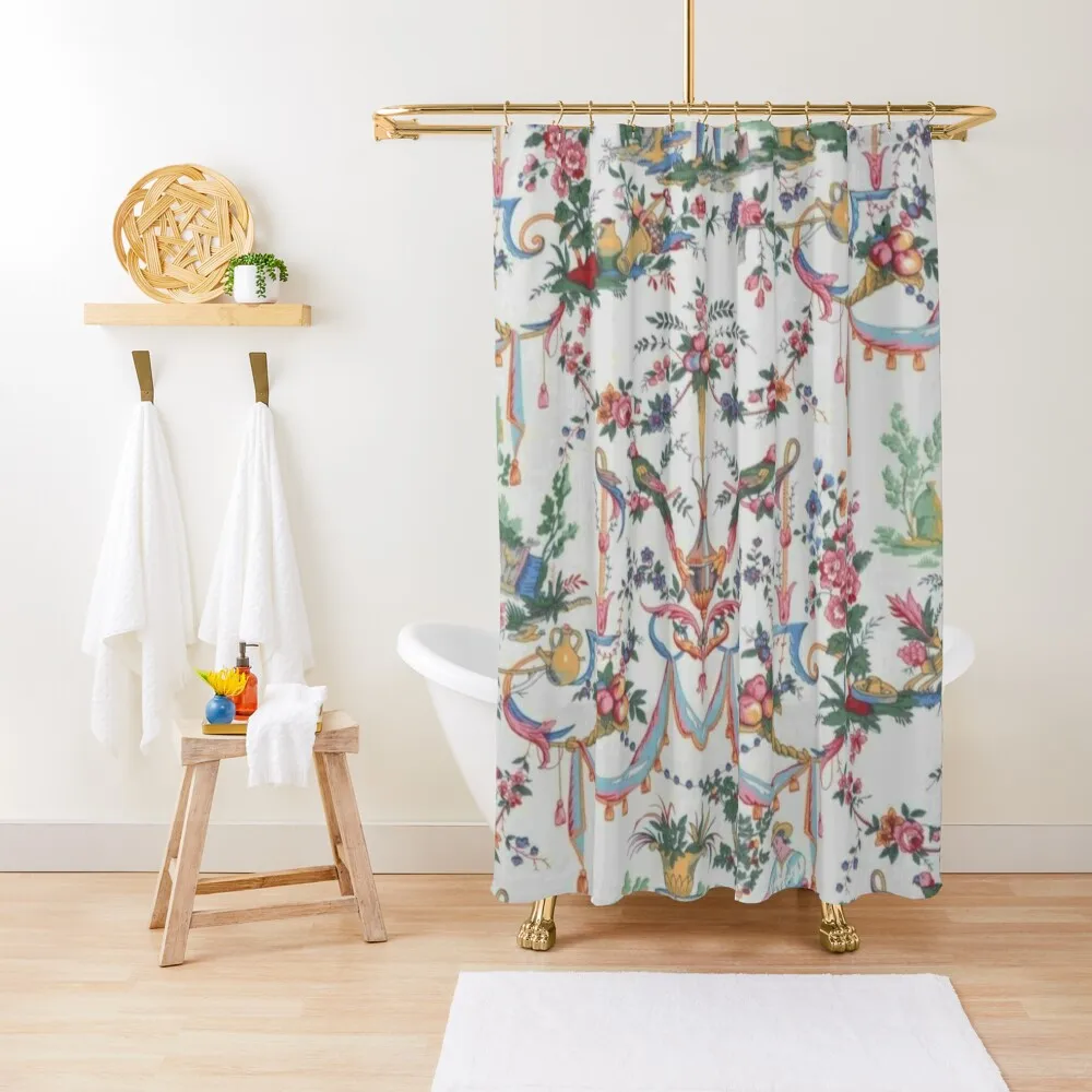 

Colorful Toile de Jouy Shower Curtain Shower For Bathroom Set Bathroom Accessories Cover Curtain