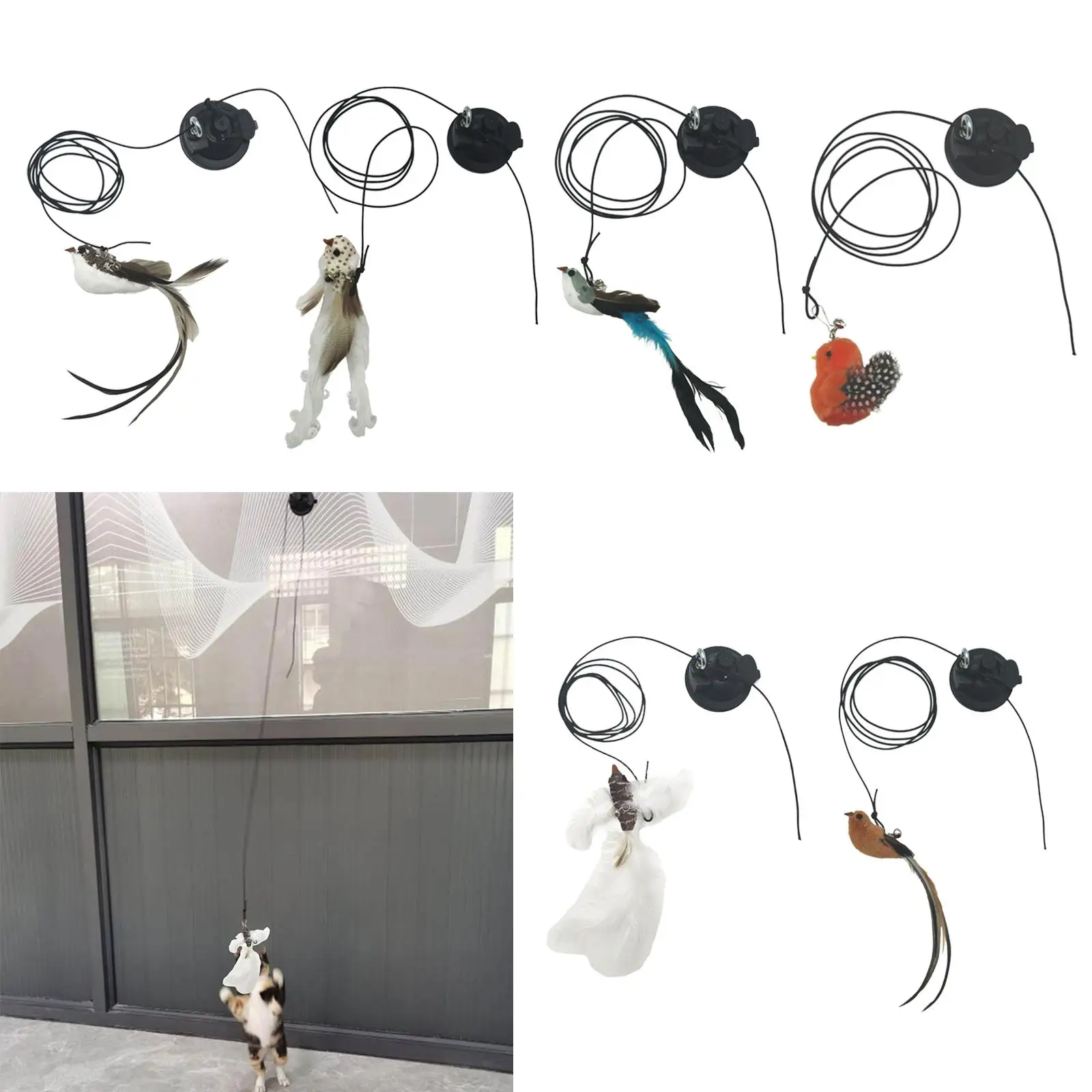 ของเล่นแมว Interactive Teaser Rod ถ้วยดูดที่มีประสิทธิภาพสําหรับลูกแมว Chase