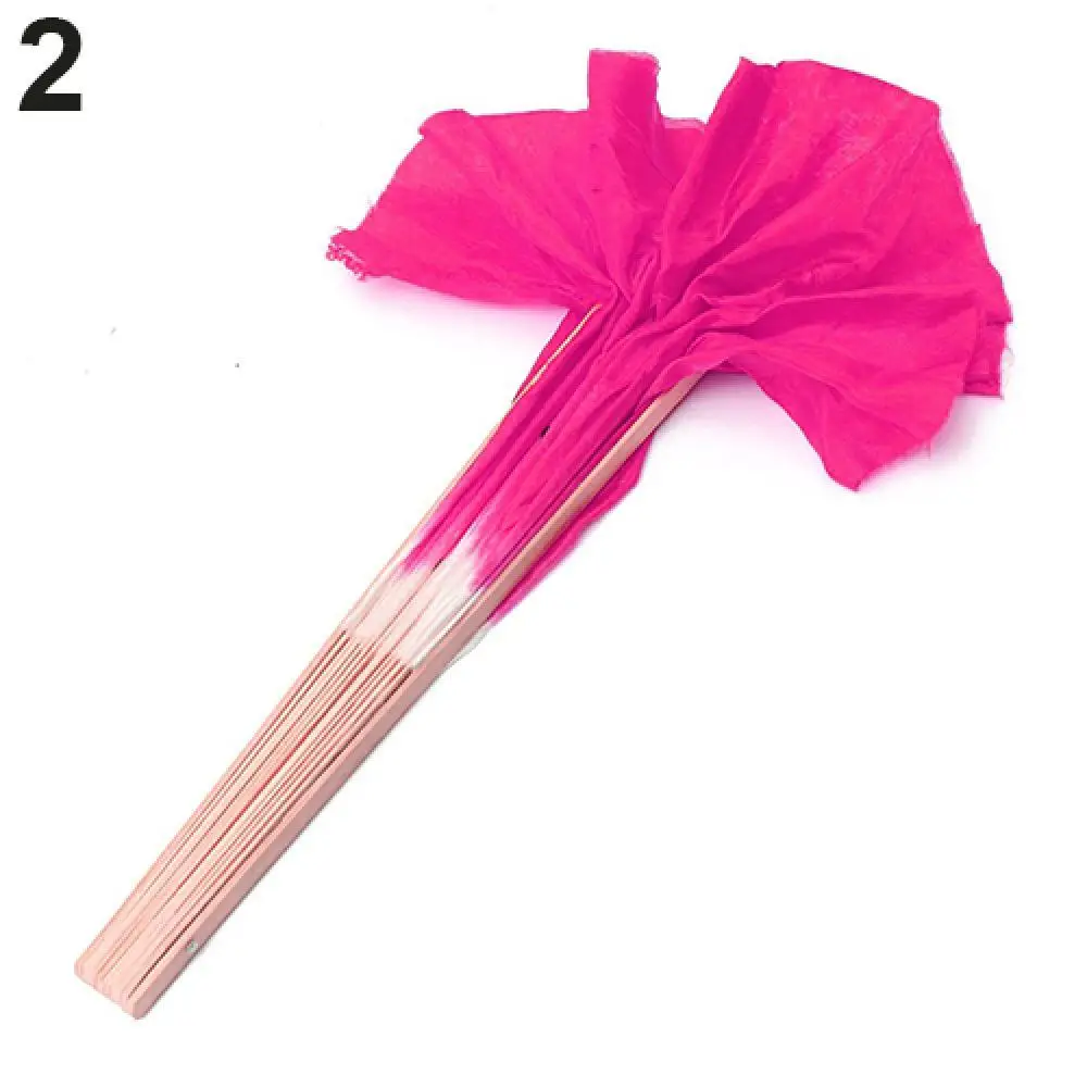 Chinese Style Handmade Bamboo Handle Decorative Fan, Artificial Silk, Folk Art Belly Dancing, Gradient Long Decorative Fans