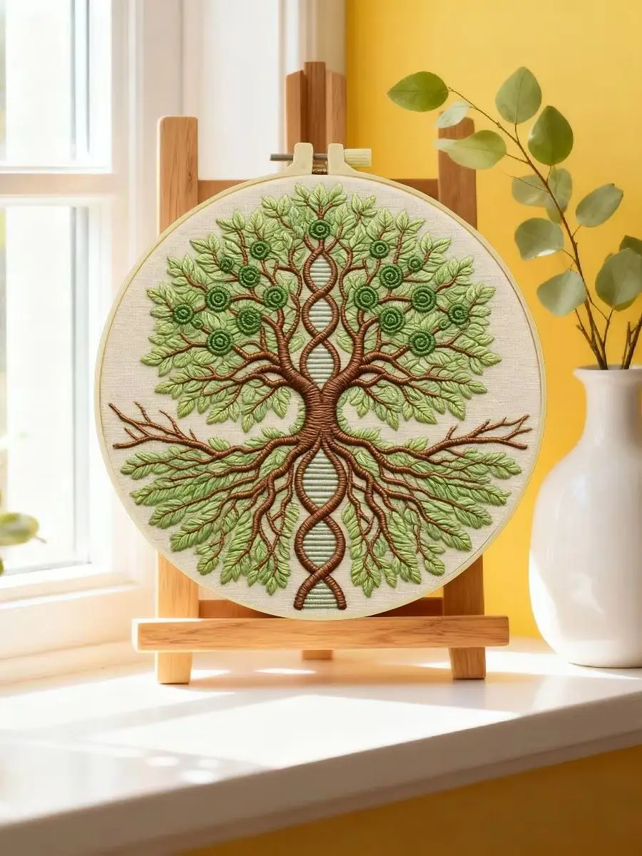 1 Stück 20X20CM/15X15CM 7,87/6,3 Zoll Baum des Lebens Stickerei Starter-Kit DIY-Kit DIY-Stickerei-Set Handarbeiten Nadelkunst – Detail 6