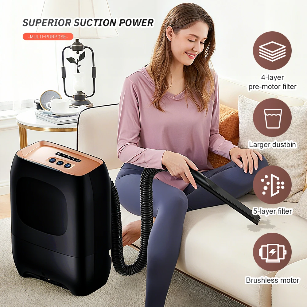 

Touchless Vacuum Cleaner Automatic Dustpan Vacuum Dust Bucket with 4-layer Pre-motor Filter Pet Hair Infrared Sensor Dustbin