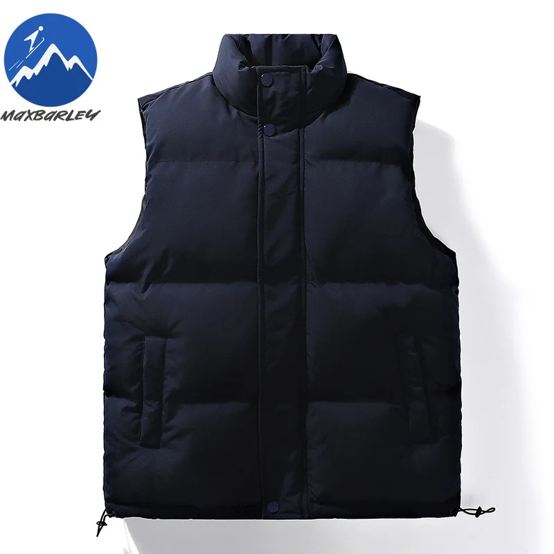 Mens Winter Vest Stand Collar Sleeveless Travel Windproof Cotton Jacket Solid Color Design Daily Comfort Lightweight Waistcoat