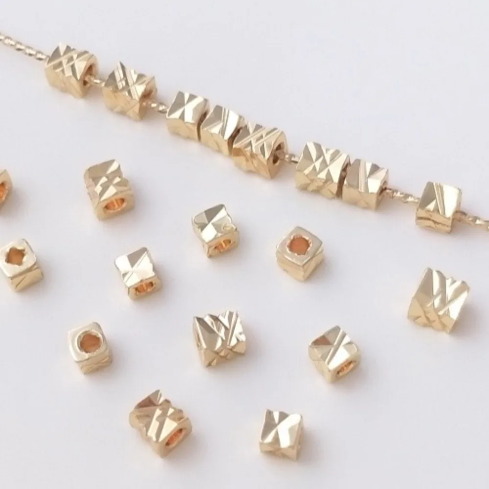 

Медные бусины 14-каратного золота, автомобильный цветок, квадратная бусина, квадратная бусина, квадратная бусина, сделай сам, браслет из бисера, ожерелье, ювелирные аксессуары