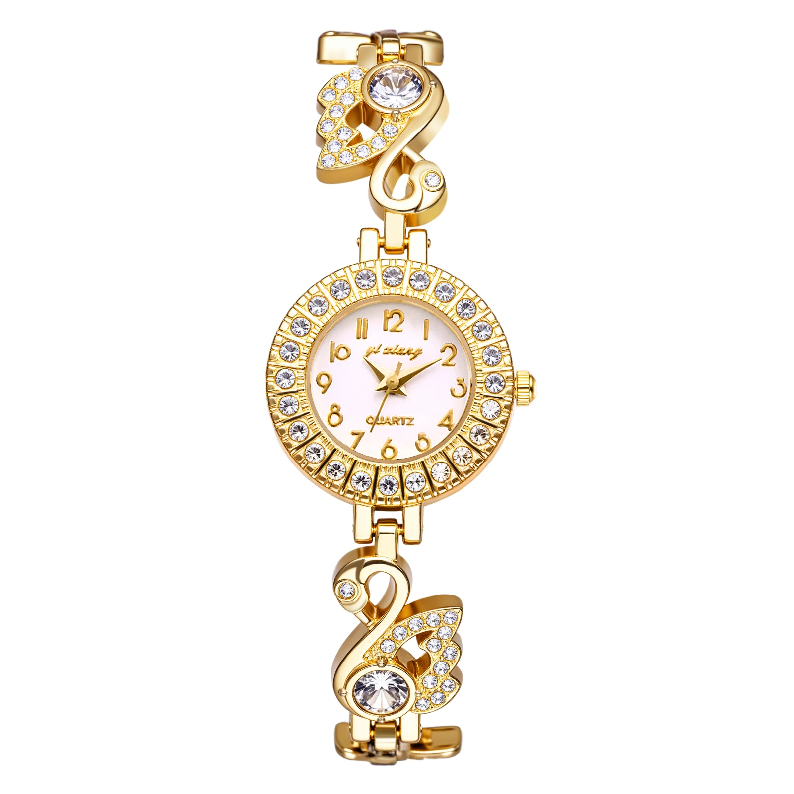 Ladies Watch Quartz Ultra thin full diamond case Arabic numerals scale full diamond cygnet decorated watch band Ladies bracelet