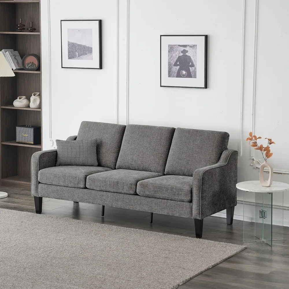 

71" Small Mid-Century Modern Loveseat Sofa - Grey Soft Chenille Couch for Living Room