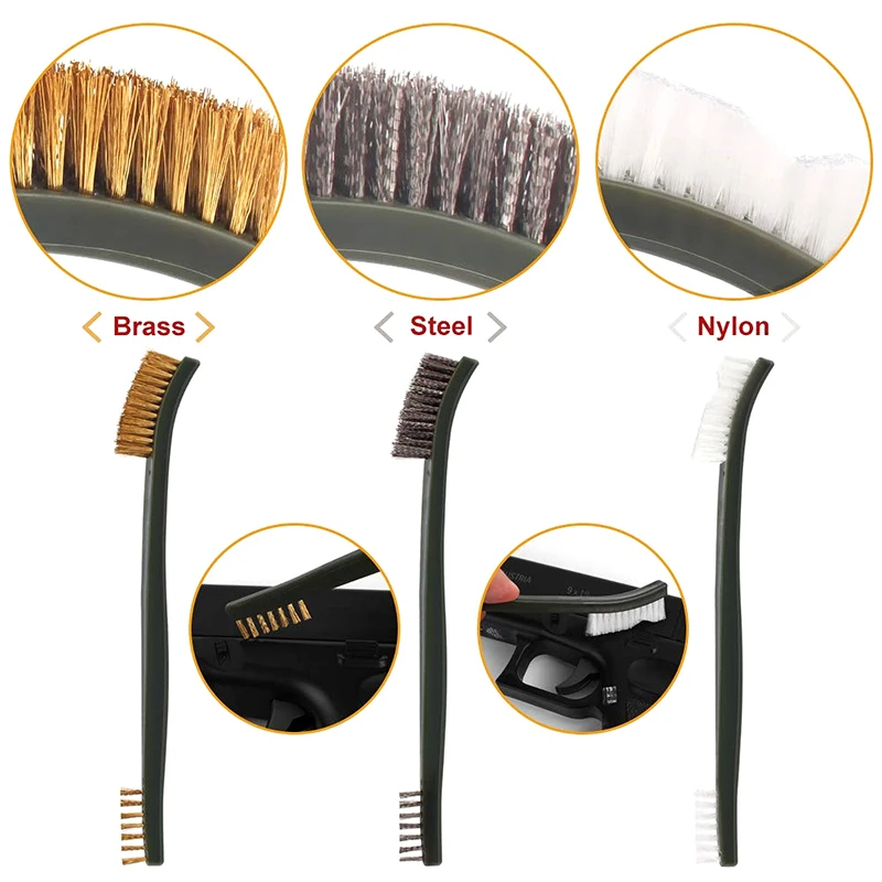 7Pcs Gun Rifle Pistol Cleaning Picks Brushes Kit Universal Gun Cleaner Set Double-ended Brass Steel Nylon Hunting Gun Cleaning