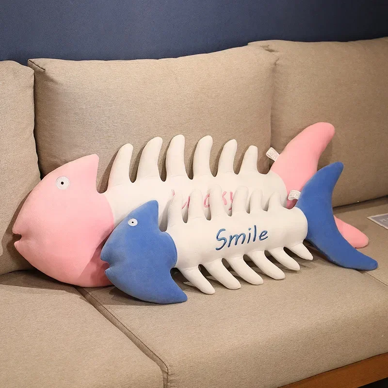 Fish Bone Plush Toy Cartoon Doll Pillow Cute Doll Long Pillow Cartoon Trickster Lazy Birthday Gift