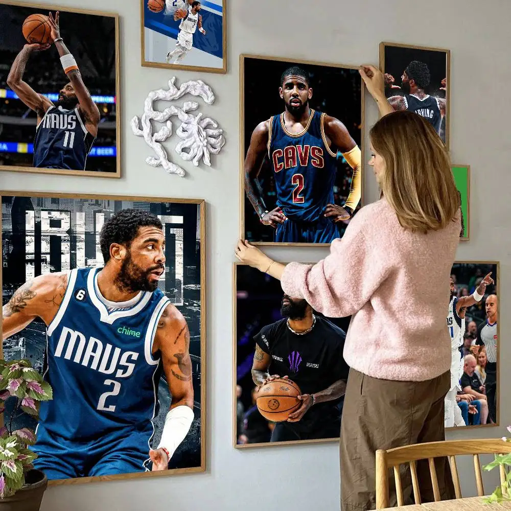 Pôster de papel branco do jogador de basquete K-Kyrie I-Irving, adesivo de papel à prova d'água, pôsteres para café, bar, adesivos de parede