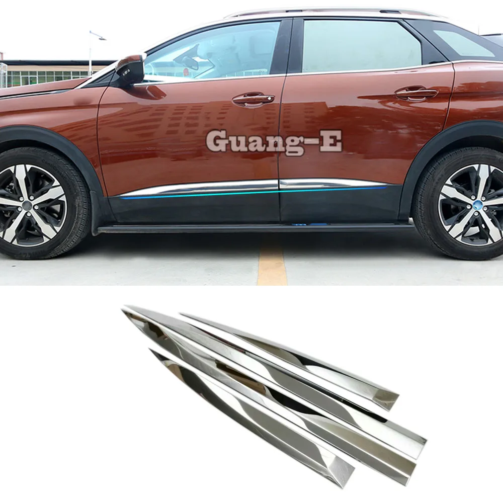 

Car Styling Stainless Steel Side Door Body Bar Trim Stick Strip Molding For Peugeot 4008 3008 GT 3008GT 2016 2017 2018 2019 2020