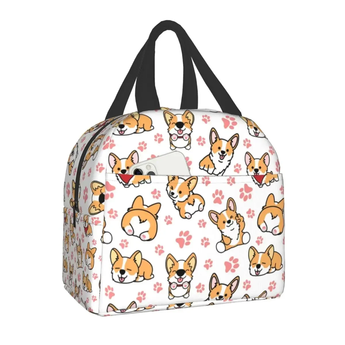 Leuke Corgi Geïsoleerde Lunch Zakken voor School Werk Picknick Voedsel Lekvrij Koeler Thermische Corgi Hond Poot Lunchbox voor Vrouwen Kinderen