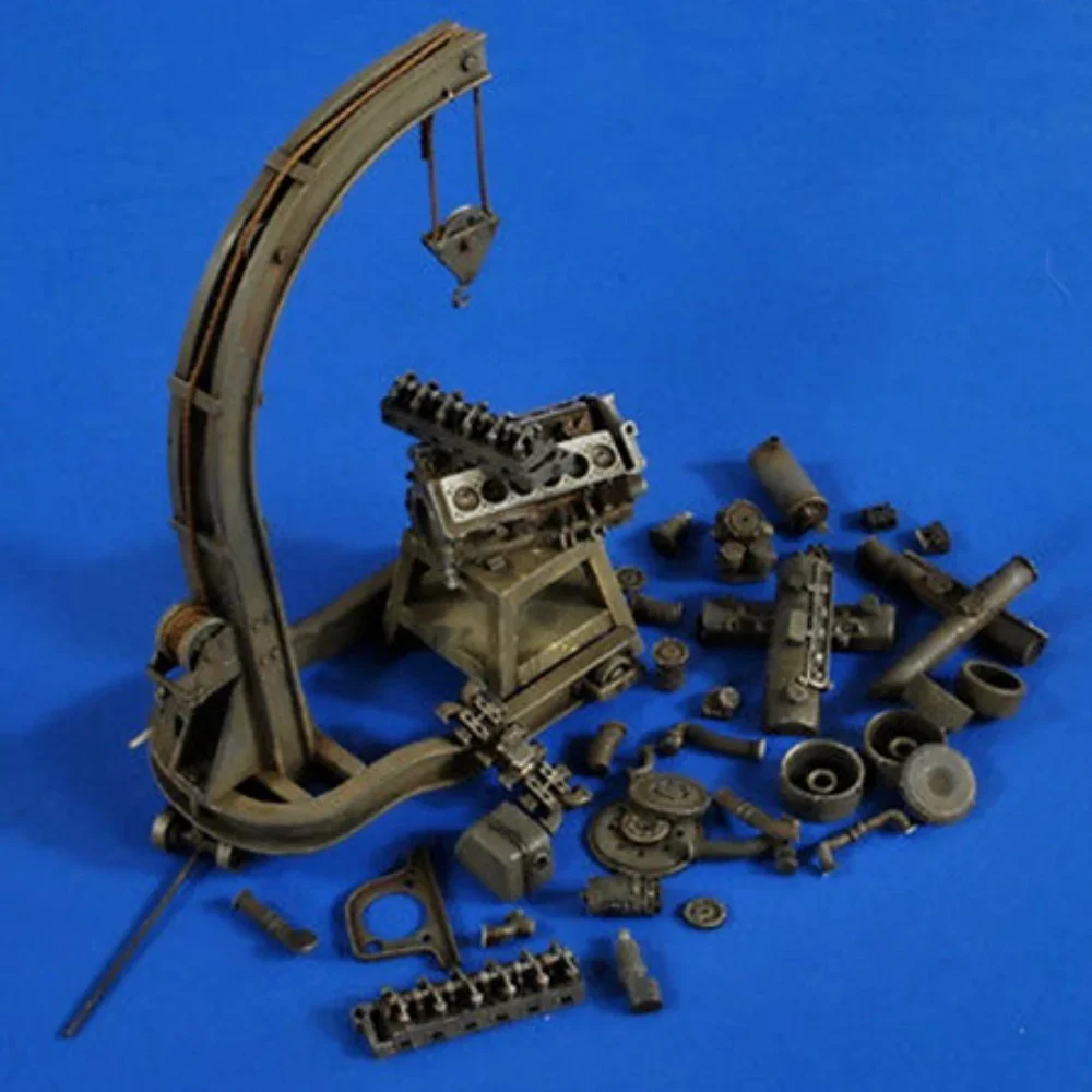 1/35 Scale Diecast Resin Model Kit Resin Engine Precision Decomposition and Crane Model Needs Self-assembly and Coloring