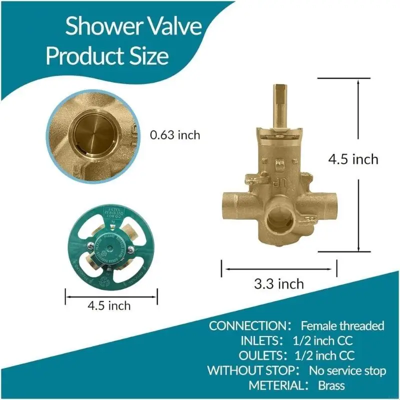 

Корпус адаптера для душа с 4 портами из твердой латуни с резьбой NPT 0,5 дюйма и картриджами со сбалансированным давлением, для