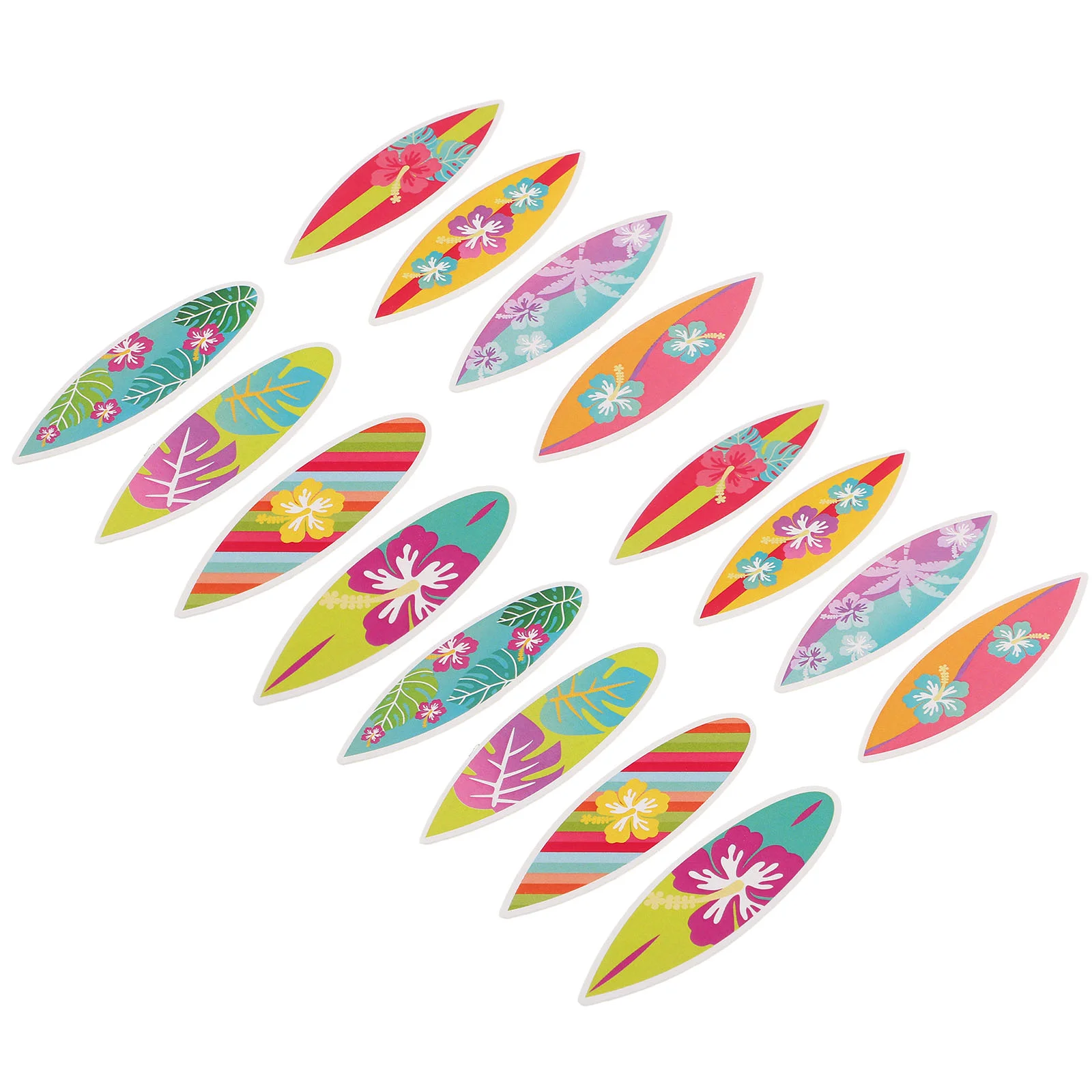 16 Pcs Cake Insert Hawaiian Decorations Summer Cupcake Topper Surfboard Party Toppers