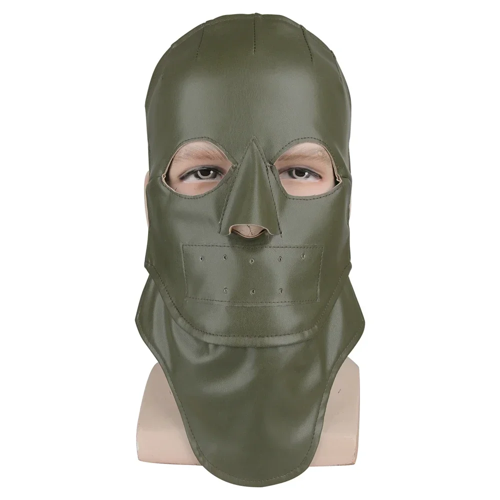 Army Green Riddler Mask PU Edward Villain Headgear Bat Riddler 2022 Halloween Cosplay Prop