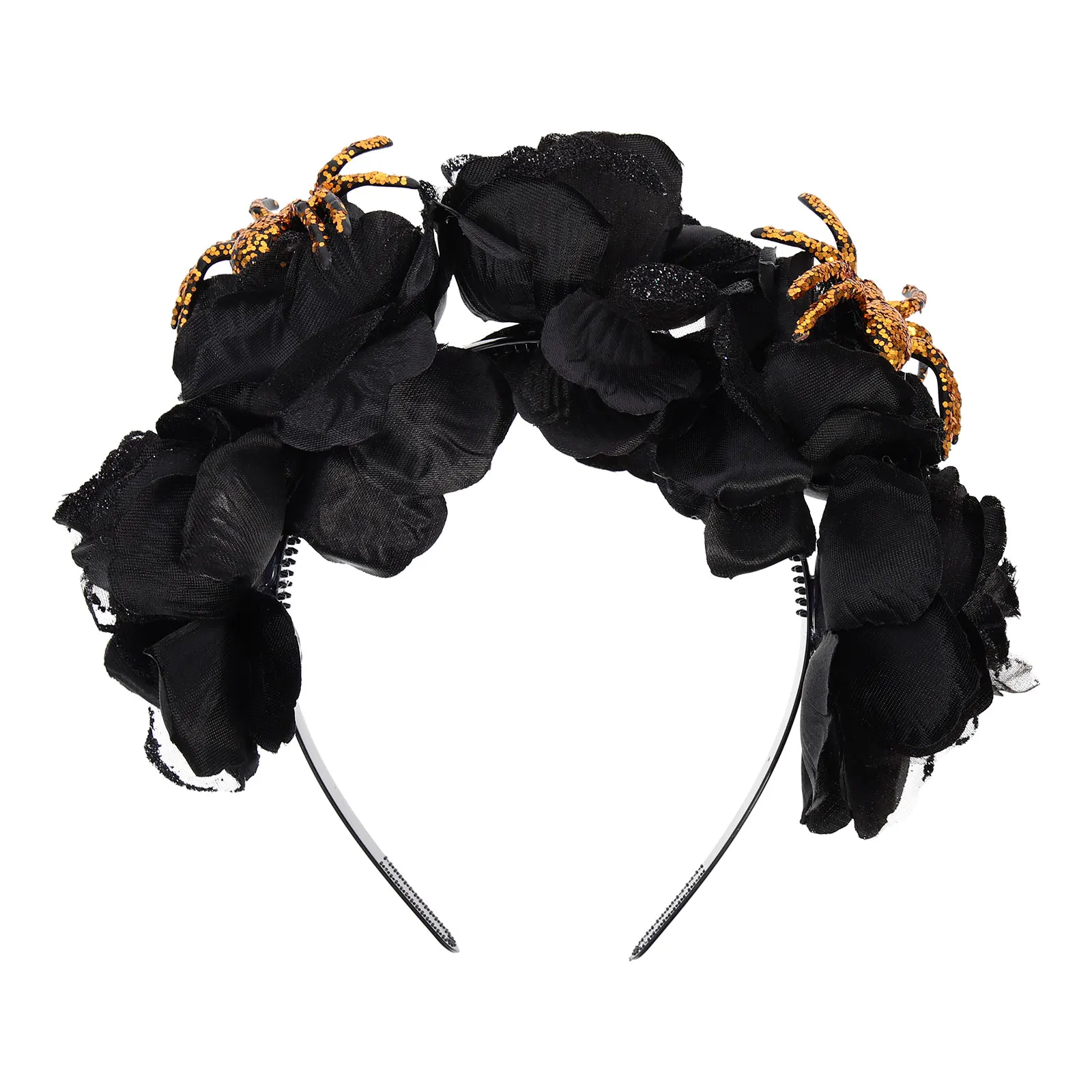 

Halloween Flower Headband Artificial Rose Hair Accessories for Girls Festival Black Women's