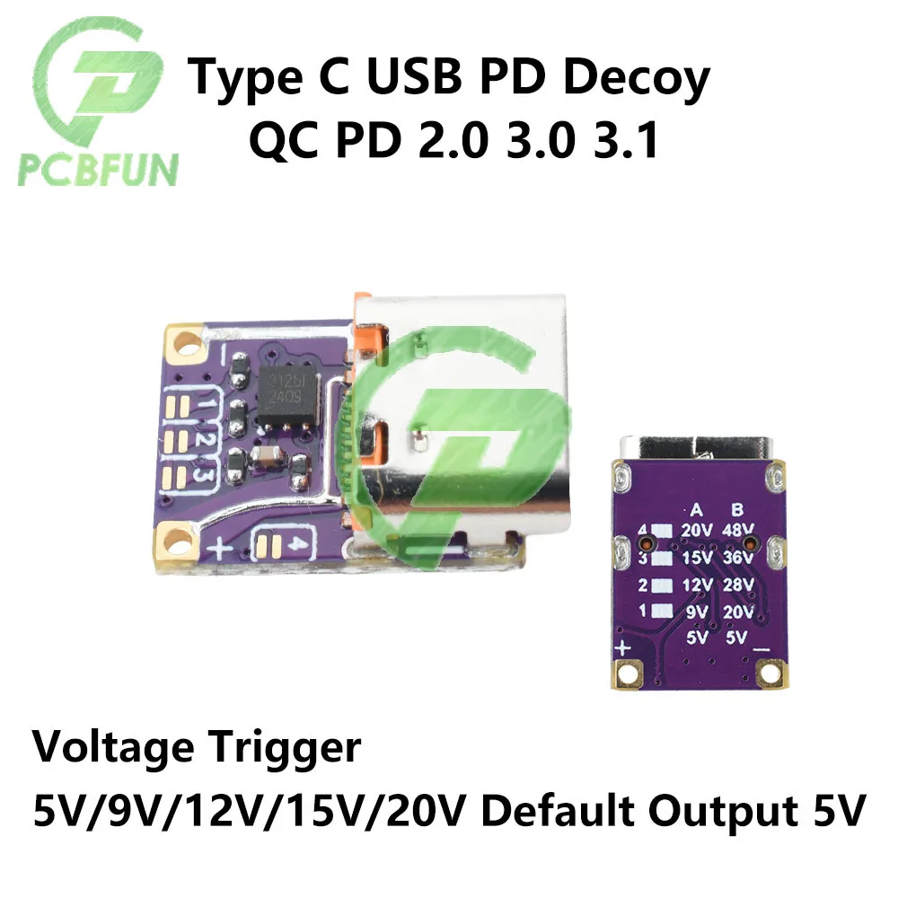 

PD3.0 PD3.1 QC3.0 Trigger Fast Charging Module DC 5V/9V/12V/15V/20V Voltage Trigger PD to DC Fast Charging Module Type C