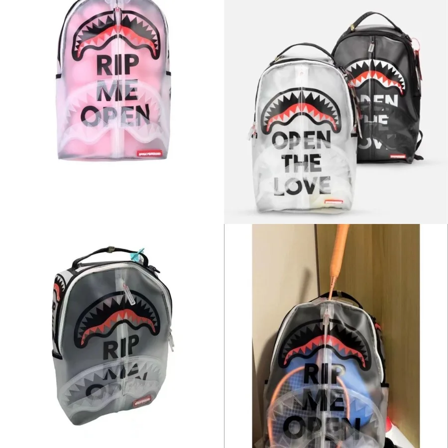 

【Новый стиль】Спортивный рюкзак SG Spoof Shark, модный прозрачный рюкзак большого размера для студенток, повседневный рюкзак для путешествий и школы.