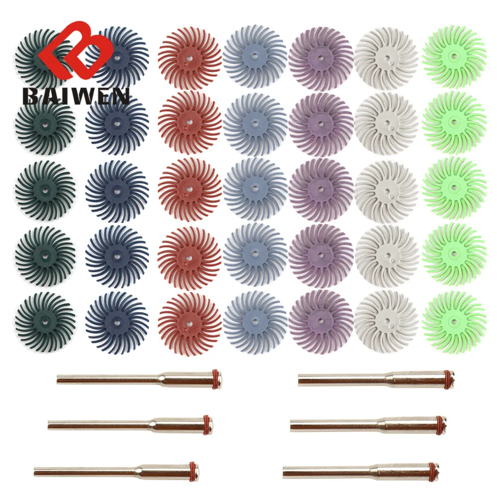 

41pcs 1Inch Radial Bristle Disc Kit Abrasive Brush 1/8" 3 2.35mm Shank Detail Polishing Wheel for Rotary Tool Accessories