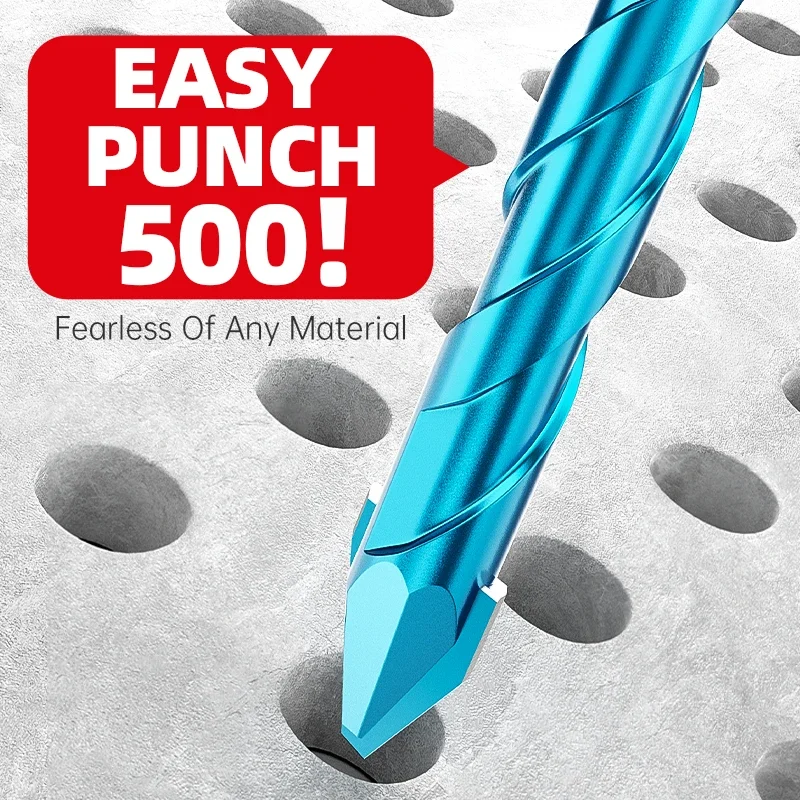 HUHAO High Hardness Eccentric Drill  1/3/5/10PCS 6mm12mm Shank Tile Bit Blue Spade Drill Bit Set Cordless Drill Power CNC Tools