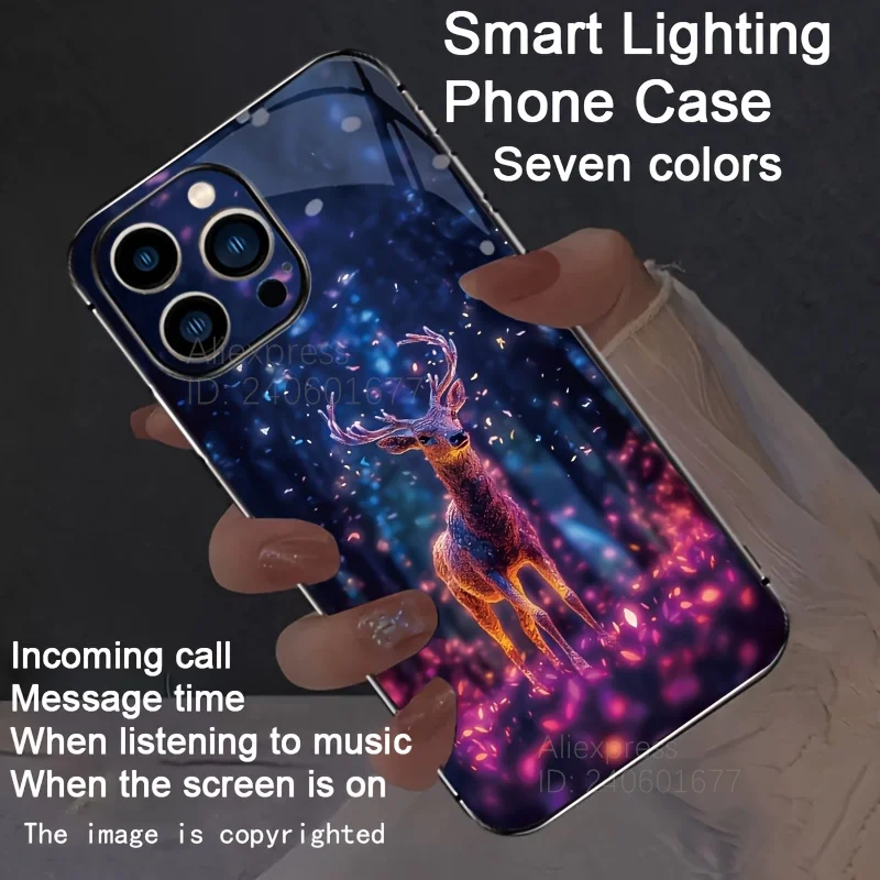 

Animal Design LED Glow In The Dark Phone Case For iPhone 16 Pro Max 16E 15 14 13 12 11 XS X XR 7 8 Plus SE2 16 Luminous Cover