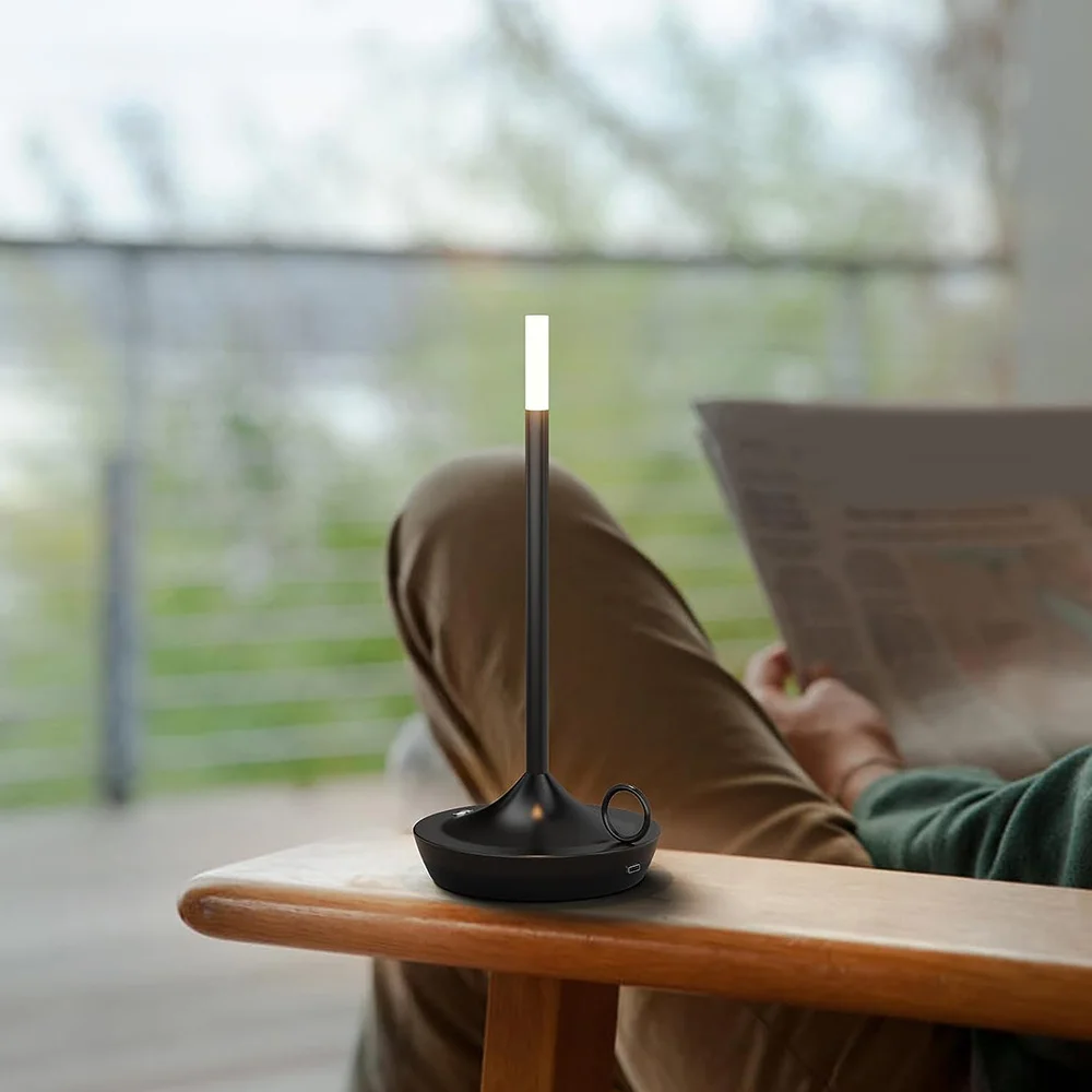 

Metal Table Lamp Creative Candle Lamp Touch Dimming Night Light Rechargeable Desk Light Hotel Bar Atmosphere Light Bedside Lamp
