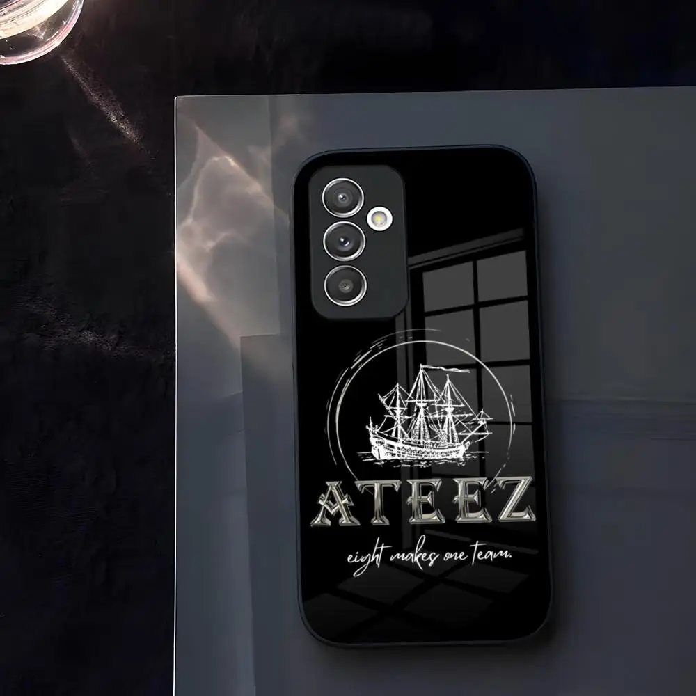 KPOP ATEEZ Logo Phone Case Glass for Samsung Galaxy S23 S24 S25 S21 S22 S20 Ultra Fe Plus A34 A54 A24 A52 A16 A53 M54 Cover