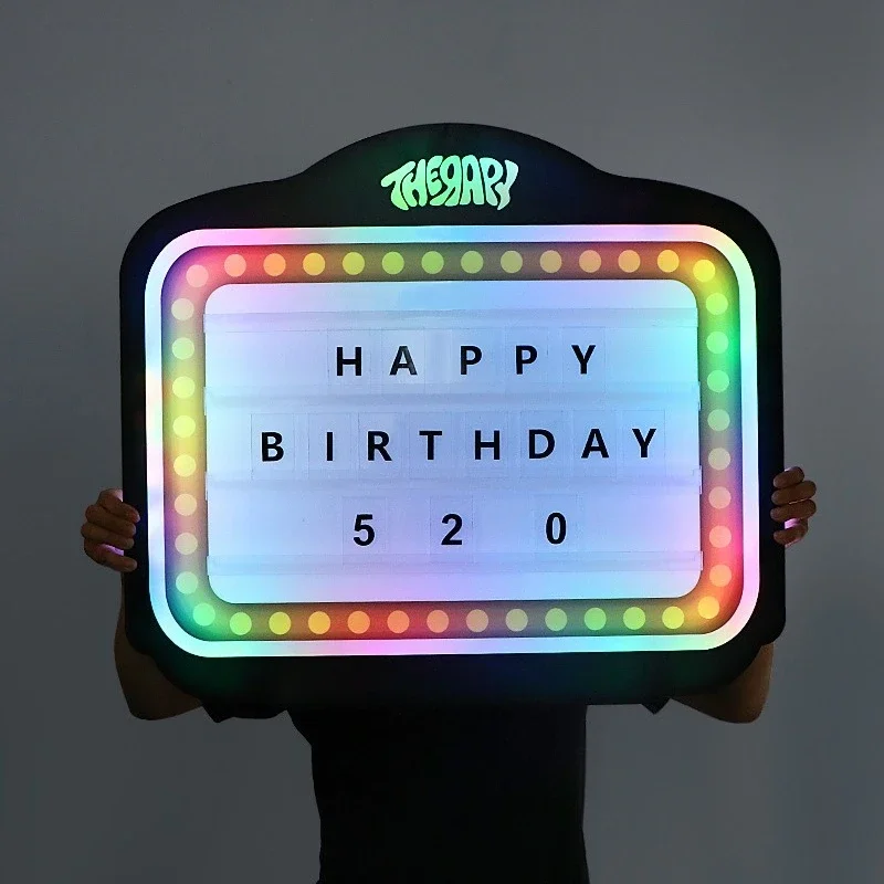 Bar glowing hand placard party KTV wine props black panel letter card happy birthday guide sign